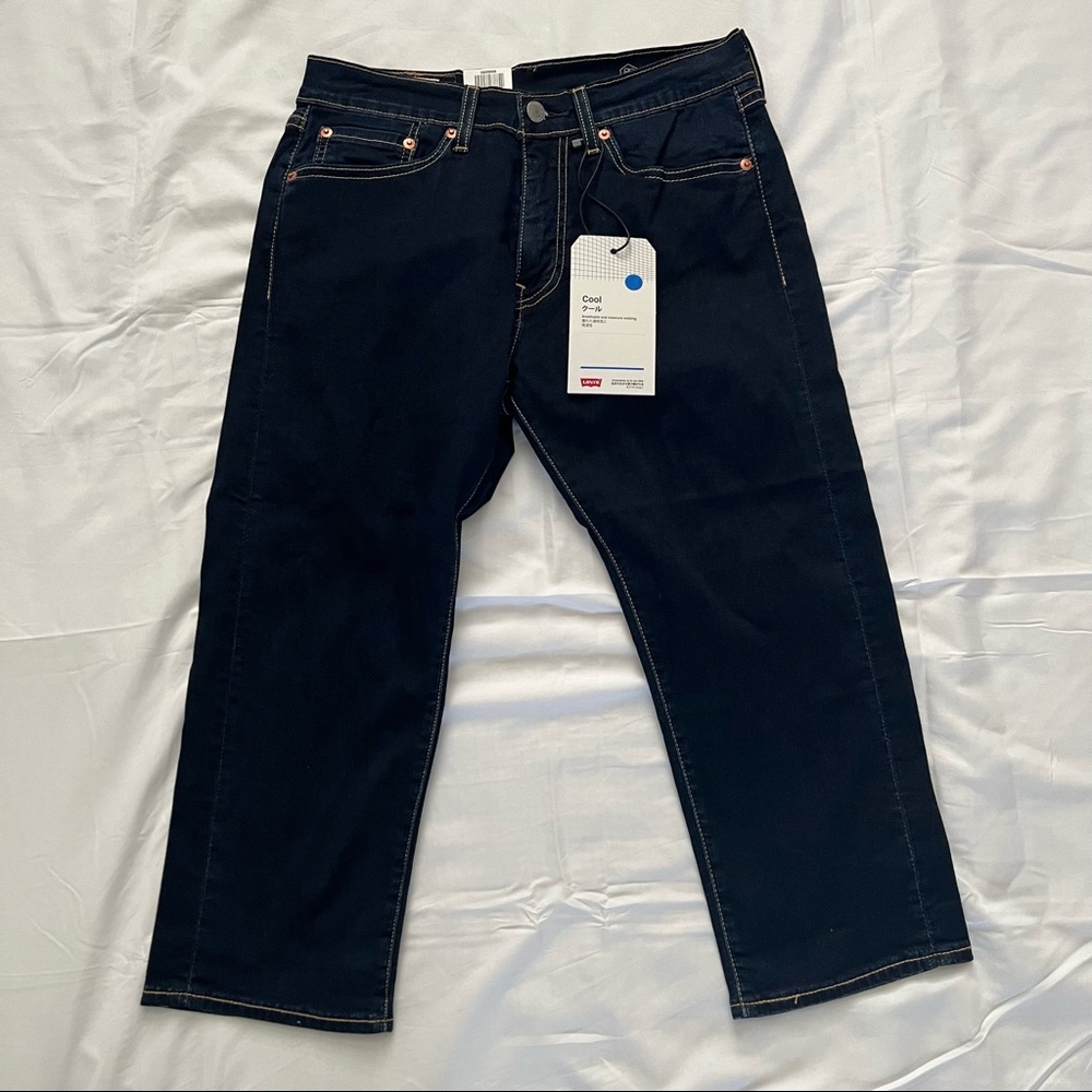 Levis 505 Regular Cool Stretch Cropped Climbing Jeans 28x20 Dark Wash New Big E
